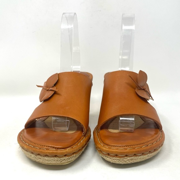 Born Drilles Leather‎ Flower Wedges Brown Womens 11 - Picture 3 of 8